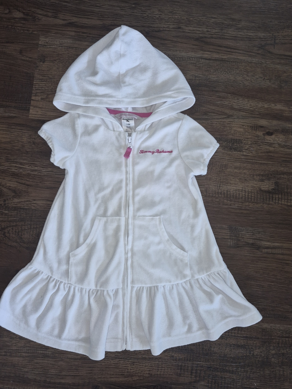 Tommy Bahama toddler Sz 18M terrycloth zip-up hooded swimsuit cover-up dress